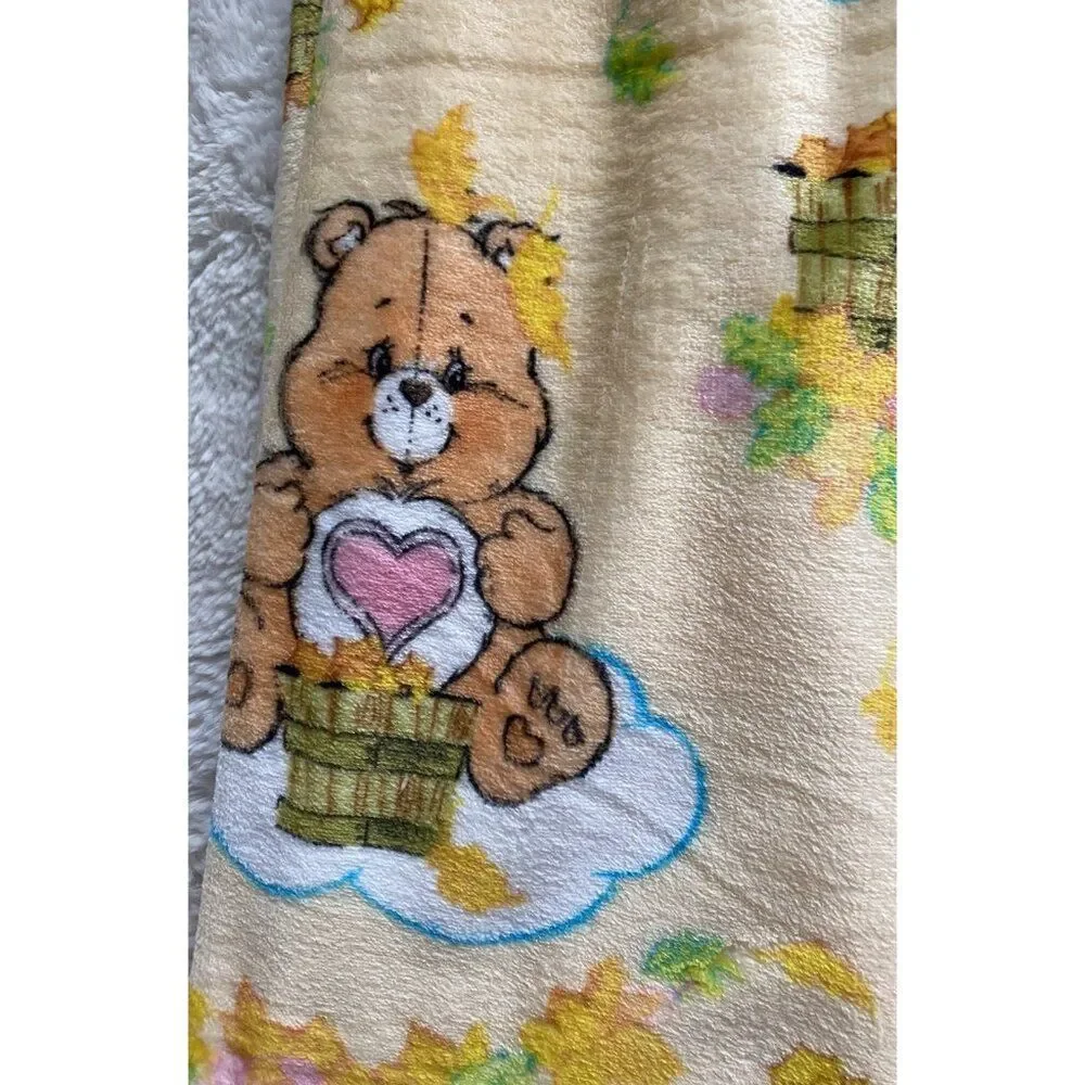 Care Bears Autumn Fall Leaves‎ 60 X 90” TWIN Sz Throw Blanket Yellow NEW